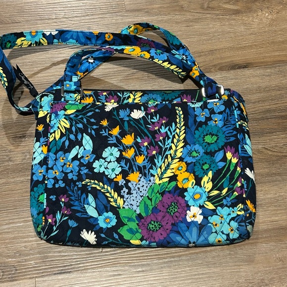 Vera Bradley Midnight Blues Floral Women's Shoulder iPad Laptop Bag - Picture 2 of 4